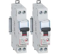 Legrand - Disjoncteur Phase + Neutre - 10A - bornes à vis - 1 module (Lot de 2)