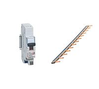 Legrand - Disjoncteur Phase + Neutre - 16A - bornes automatiques - 1 module & Zenitech-Peigne 13 modules noir/blanc longueur 220mm