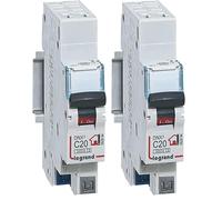 LEGRAND - Disjoncteur Phase + Neutre 230V DNX³ - Pouvoir de Coupure 3000A - 20A Courbe C - Bornes automatiques - 1 Module - Fabriqué En France (Lot de 2)