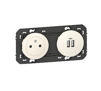 Legrand 600342 Prise de courant 2P+T Surface + chargeur 2 USB Type-A dooxie, 3A précâblés, finition blanc