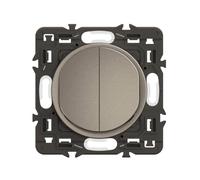 LEGRAND Double bouton-poussoir 6A, Céliane, titane, encastré, bornes auto | Titane, double poussoir 6A, encastré, bornes automatiques, sans halogène, IP21, design moderne, gain de place