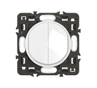 LEGRAND Double Bouton-Poussoir, Céliane, Blanc, Encastré, 6A 250V, IP21 | Double poussoir 6A, 250V, encastré, bornes automatiques, blanc brillant, gain de place, à associer à une plaque Céliane