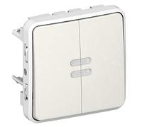 Legrand Double Interrupteur ou Va et Vient Lumineux Étanche Plexo Composable IP55, 10AX, 250V, Blanc