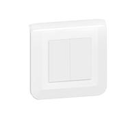 Legrand - Double interrupteur ou va-et-vient Mosaic 10A blanc complet avec plaque et fixation à griffes