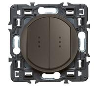 Legrand - Double interrupteur témoin (voyant fourni) Céliane Soft - 10A - Graphite