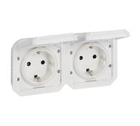 Legrand - Double prise 16A avec contact latéral de terre - Plexo - Etanche IP55 - Componible pour installer avec boîte ou cadre - Blanc - 069675LE