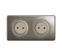 Legrand | Double prise 2P+T précâblée saillie titanium, protection enfant avec éclips, installation facile prête à poser