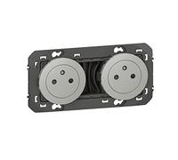 Double prise terre 2 postes Dooxie aluminium Legrand