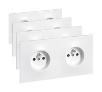 LEGRAND | Double Prise De Courant Précâblée Neptune, Installation Facile Sans Outil, Éclips De Protection Pour Enfants, Appareil Complet Prêt À Installer (Lot de 4)