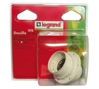 Legrand Douille E27 demi-filetée avec passe-fil et bague – blanche