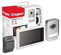 LEGRAND, EASYKIT Essential kit interphone-portier vidéo avec connexion 2 fils, écran couleur 7" & caméra grand angle, kit pour maison 1/2 familles, extensible, bloc d'alimentation à encastrer en série
