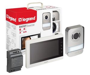 LEGRAND, EASYKIT Essential kit interphone-portier vidéo avec connexion 2 fils, écran couleur 7" & caméra grand angle, kit pour maison 1/2 familles, extensible, bloc d'alimentation à encastrer en série