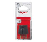 Legrand - Fiche extra-plate mâle sans terre - 16A - sortie latérale - blister - noir