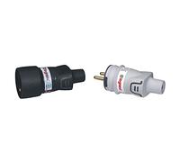 Legrand - Fiche femelle avec terre - caoutchouc - 16A - à vis - sortie droite & Fiche mâle avec terre Plexo - plastique - IP44 - gris