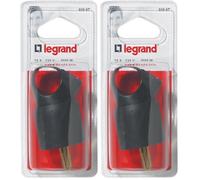 LEGRAND - Fiche Mâle Avec Terre Annela - Fiche Electrique Plastique avec Serre-Câble à Vis + Anneau - 16A - Noire, Noir (Lot de 2)