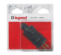Legrand - Fiche mâle 2P+T 0 939 14 - Caoutchouc 16A sortie droite - Noir (Fabriqué en France)