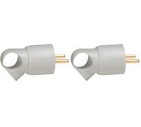 Legrand - Fiche mâle avec terre plastique Annela - avec anneau - gris (Lot de 2)