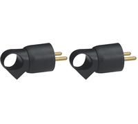 Legrand - Fiche mâle avec terre plastique Annela - avec anneau - noir (Lot de 2)
