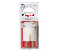 Legrand - Fiche mâle avec terre plastique - orientation du câble 360° - blister - blanc
