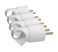 LEGRAND | Fiche Mâle Plastique 2P+T 16A À Anneau, Serre-Câble À Vis Pour Câble 3x1,5 mm² Max, Blanc, Livrée En Blister Brochable (Lot de 4)