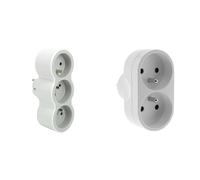 Legrand - Fiche multiprise avec 3 Prises frontales avec Terre - Blanc et Gris Clair & Biplite 16A façade - Blanc