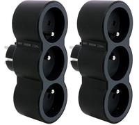 Legrand - Fiche multiprise avec 3 Prises frontales avec Terre - Noir et Gris foncé (Lot de 2)