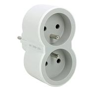 LEGRAND - Fiche Multiprise Biplite - 2 Prises Frontales avec Terre - Positionnement Vertical - Sécurité Enfant Intégrée - Blanc et Gris Clair