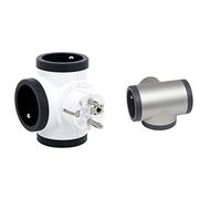 Legrand - Fiche multiprise rotative avec 3 prises latérales avec terre - blanc et gris foncé & Fiche multiprise avec 3 prises latérales avec terre - alu et gris foncé