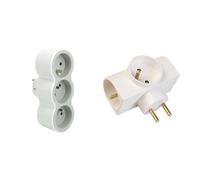 LEGRAND - Fiche Multiprise Triplite - 3 Prises Frontales avec Terre - Positionnement Horizontal - Sécurité Enfant Intégrée - Blanc et Gris Clair & Multiprises Triplite latérale, 3 Prises 16A + Terre