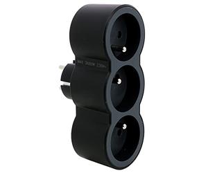 LEGRAND - Fiche Multiprise Triplite - 3 Prises Frontales avec Terre - Positionnement Horizontal - Sécurité Enfant Intégrée - Noir et Gris Foncé