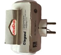 Legrand - Fiche multiprises - 16A - 2x2P+T - 2 sorties latérales avec bouchon- blanc/gris - 050637