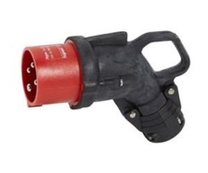 Legrand - Fiche Noire mobile coudée Hypra IP44 16A - 3P+T - caoutchouc Rouge G