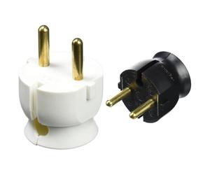 LEGRAND - Fiche plastique 2P 16A extra-plate à sortie latérale - blanc avec Fiche plastique 2P 16A extra-plate à sortie latérale - noir