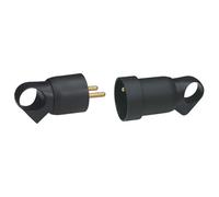 LEGRAND - Fiche plastique 2P+T 16A à anneau avec étiquette avec Gencod - noir avec Prolongateur plastique 2P+T 16A à anneau avec étiquette avec Gencod - noir