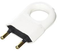 Legrand - Fiche plate mâle sans terre plastique - avec anneau extraction - blanc