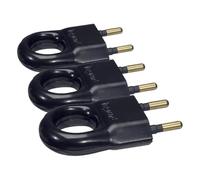 Legrand - Fiche plate mâle sans terre plastique - avec anneau extraction - noir (Lot de 3)