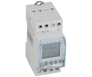 Legrand Horloge programmable astro numérique avec fonction combinée AlphaRex D21, 1 canal, 2 modes avec 56 programmes de commutation pour rail DIN, 412654
