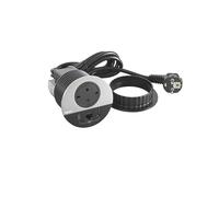 LEGRAND, Incara Disq 80 654712 Prise de charge USB C, catégorie 6 RJ 45, prise de données FTP, prise de table, multiple, 15 W, câble de 2 m, 2 fiches P+E, couleur : noir/métal
