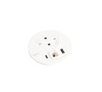 Legrand, Incara Disq 80 654714 Prise de charge USB C, sortie de câble pour câble réseau, prise de table, multiple, 15 W, câble de 2 m, 2 fiches P+E, couleur : blanc ultra