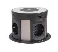 LEGRAND, Incara Tower 120 654983 Prise encastrable avec système de levage, multiprise de table, 1 chargeur sans fil, 4 ports USB C), 4 prises, 2P+E, profondeur d'encastrement : 181,7 mm, 250 V,