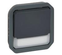 LEGRAND, insert Plexo New, bouton-poussoir lumineux, contact inverseur et champ d'étiquetage, contacts NO + NC, avec module LED 12 V (module LED 230 V également disponible)