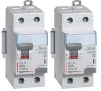 Legrand Interrupteur Différentiel 2P 230V~ 40A Type F 30mA - 2 Modules (Lot de 2)