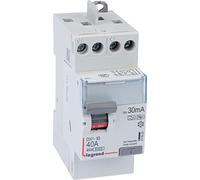 LEGRAND Interrupteur différentiel DX³-ID, 40A, 30mA, type F, 230V | 2 pôles, 40A, 30mA, type F, 230V, IP20, rail DIN, 2 modules, pour circuits électroniques, visualisation immédiate du défaut