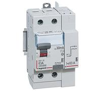 LEGRAND Interrupteur différentiel DX3-ID, 2P, 63A, type AC, 30mA, IP20 | 2P, 63A, 30mA, type AC, 230V, rail DIN, 3 modules, IP20, sans halogène, visualisation immédiate du défaut