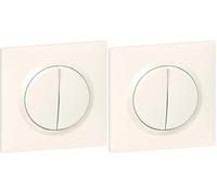 Legrand - Interrupteur double ou interrupteur 2 voies Dooxie 10A-230 V ~ fourni avec plaque carrée blanche (Lot de 2)