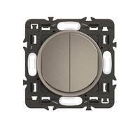 LEGRAND - Interrupteur Double ou Va-et-vient - 10A - Commande d'Eclairage Complète - A compléter avec une plaque - Titanium