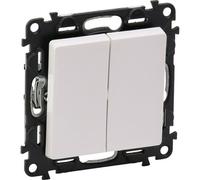 Legrand Interrupteur double pour escalier Valena Life 10AX blanc (752108), Bouton + interrupteur, Blanc