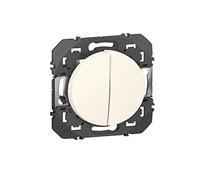 LEGRAND Interrupteur double va-et-vient Dooxie blanc, encastré, 10AX 250V | Double va-et-vient, 10A 250V, 2 bascules, encastré, bornes automatiques, plastique blanc brillant, sans halogène