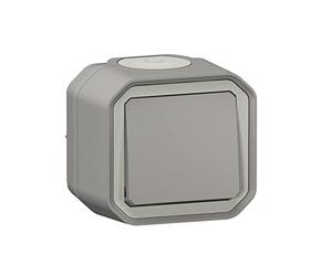 LEGRAND - Interrupteur Mural Etanche Simple ou Va-et-vient 10A Plexo - Commande d'Éclairage Complète Prête à Installer - Pose en Apparent - Fabriqué En France - Gris