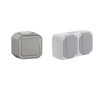 LEGRAND - Interrupteur Mural Etanche Simple ou Va-et-vient 10A Plexo - Commande d'Éclairage & SIEMENS - Étanche Double Prise 2P+T gris